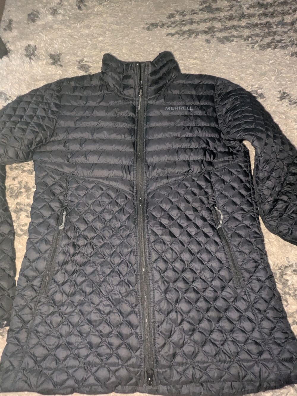 Merrell Black Quilted Lightweight Packable Puffer Jacket